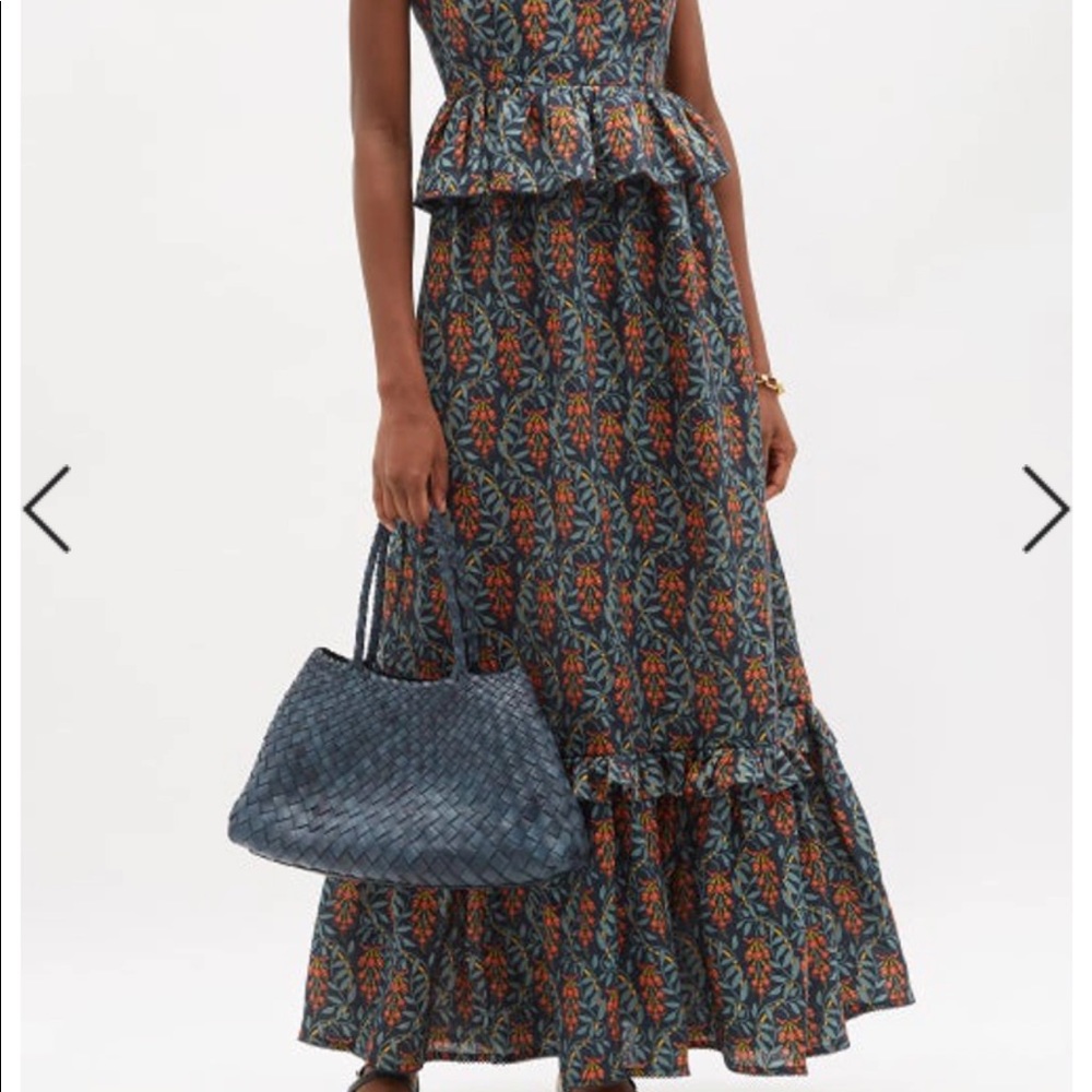 Agua by Agua Bendita, CALA HERBACEA NOCHE LINEN MAXI DRESS IN NAVY, Sz. L NWT